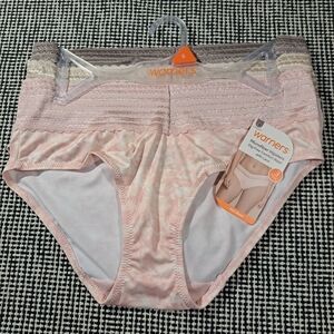 Warner's Pale Pink Microfiber Hipster Panty with Lace Waistband